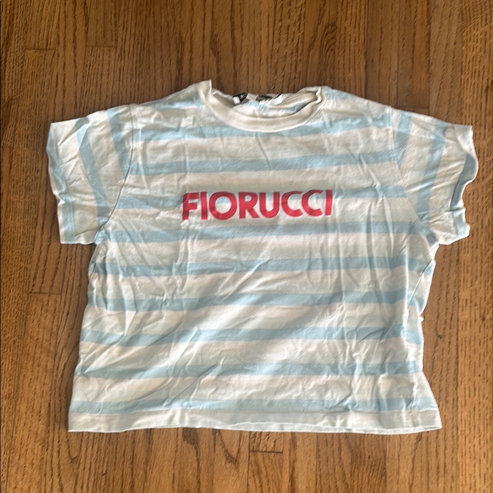 Fiorucci Blue and White Striped Short Sleeve Tee